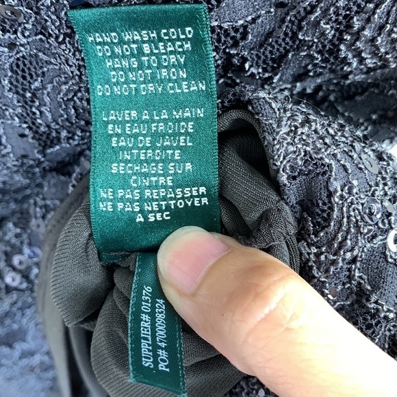 NWT. Lauren Ralph Lauren 4 Shimmer Coal Floral Lace Sequin Sheath Dress. - Picture 8 of 11